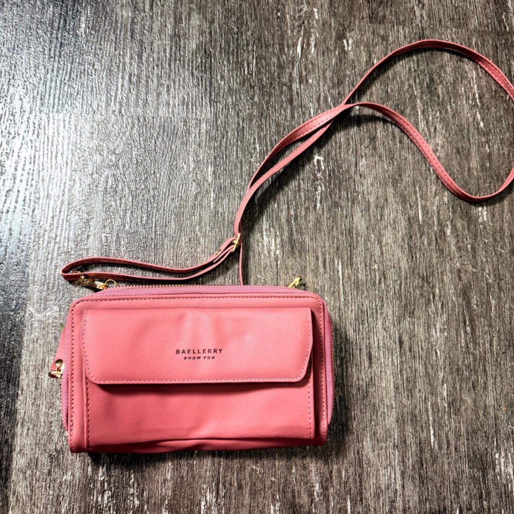 Baellerry Crossbody Wallet Women Small Pink Vegan Leather Phone Bag Organizer